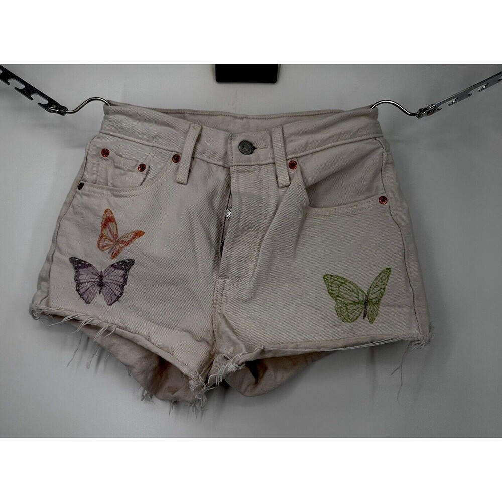 Levi's Women's 501 Cut Off Jean Shorts, Size 24  High Waist Washed Indigo‎